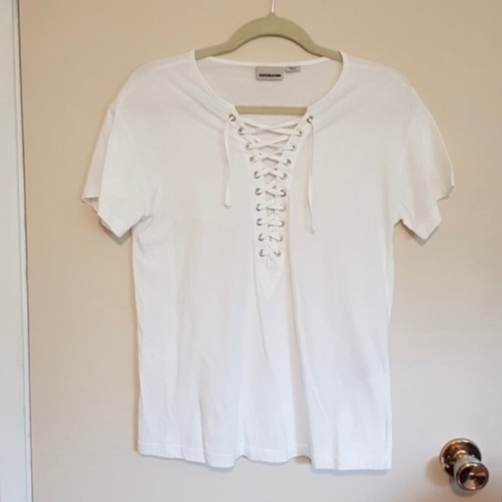 NOISY MAY Lace up White Tee